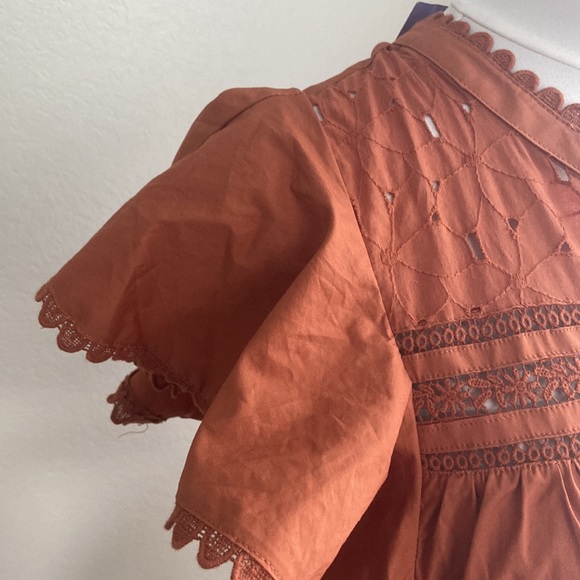 SECRET MISSION Ruffled sleeve detailed embroidered mini Dress size M - Picture 5 of 13